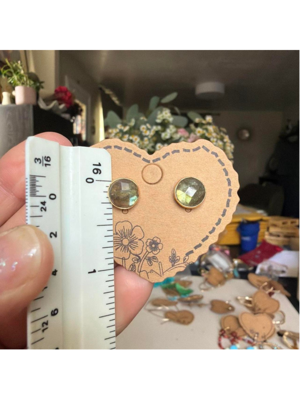 Gold plated #labradorite
 stud earrings #studs #gemstone